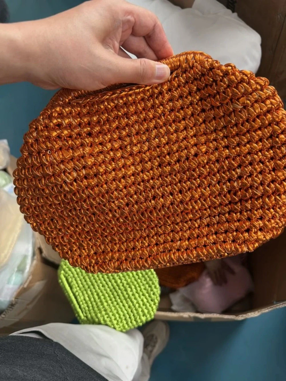 Orange Woven Handheld Bag - Stylish Summer Tote